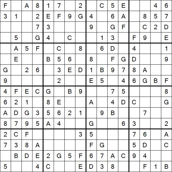 Sudoku 16x16 - Easy