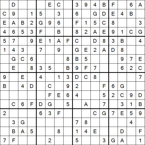 Sudoku 16x16 - Easy