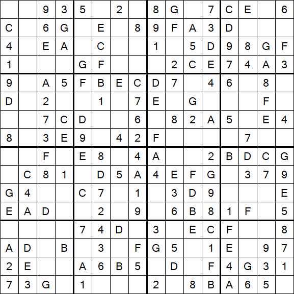 Sudoku 16x16 - Einfach