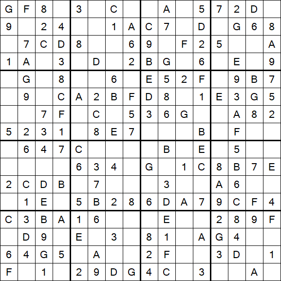 Sudoku 16x16 - Easy