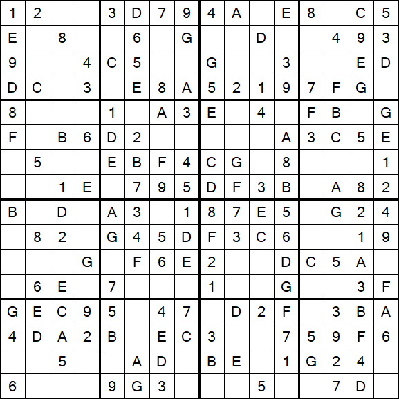 Sudoku 16x16 - Easy