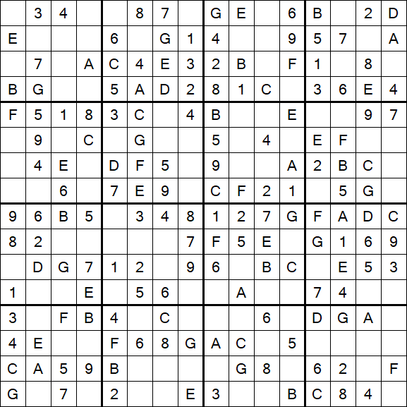 Sudoku 16x16 - Einfach