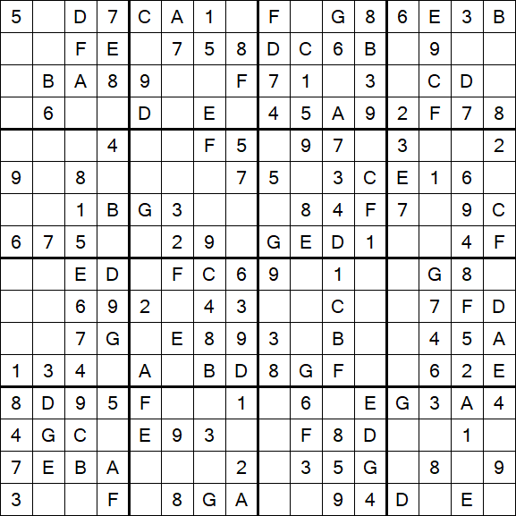 Sudoku 16x16 - Einfach