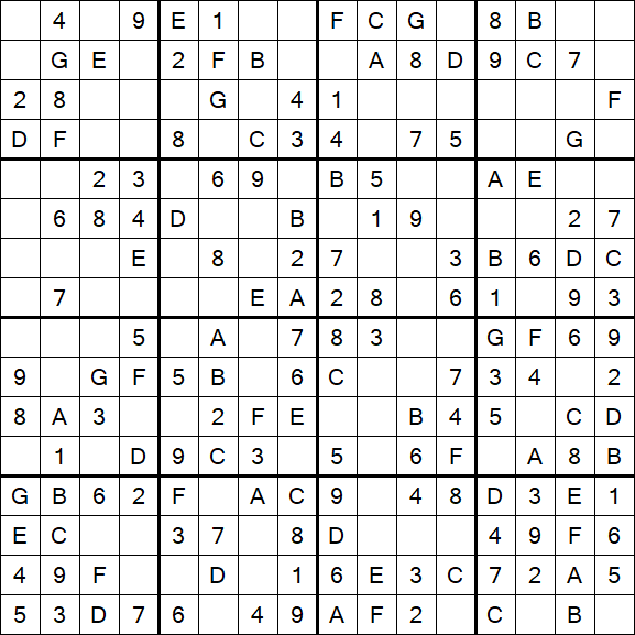 Sudoku 16x16 - Einfach