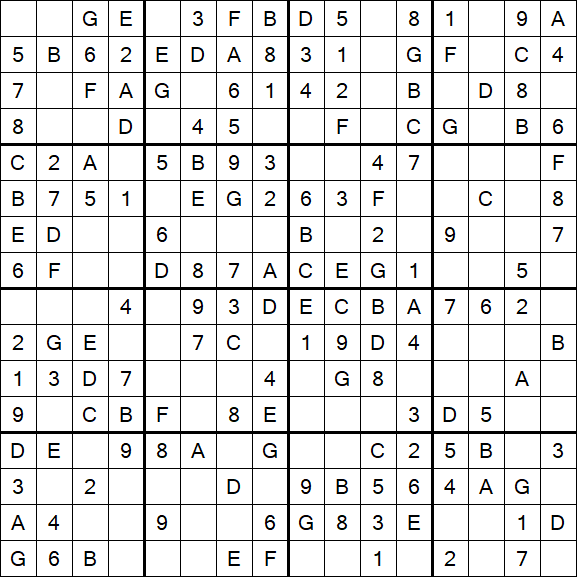 Sudoku 16x16 - Einfach