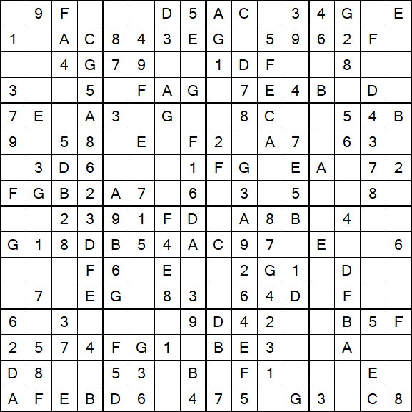 Sudoku 16x16 - Einfach