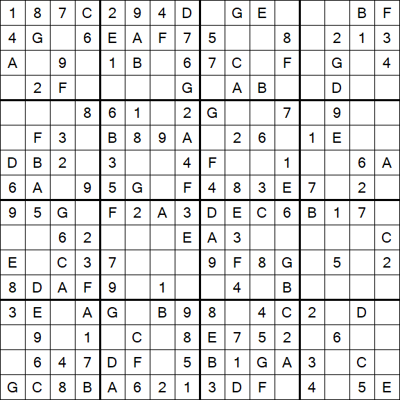 Sudoku 16x16 - Einfach