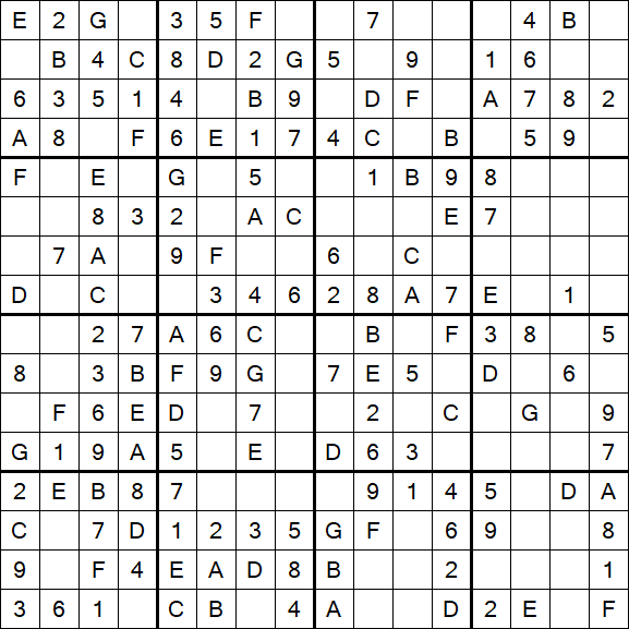 Sudoku 16x16 - Einfach