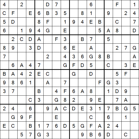 Sudoku 16x16 - Einfach