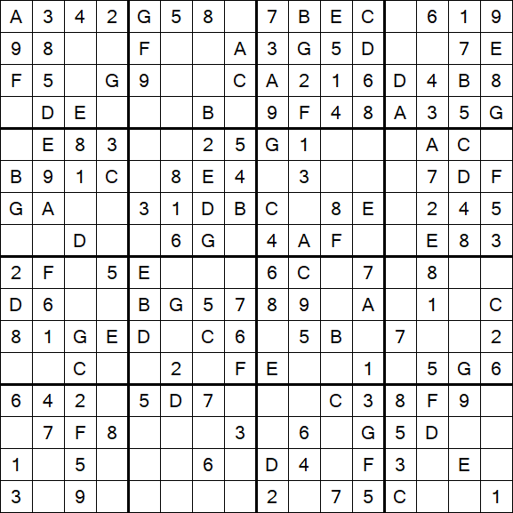 Sudoku 16x16 - Einfach
