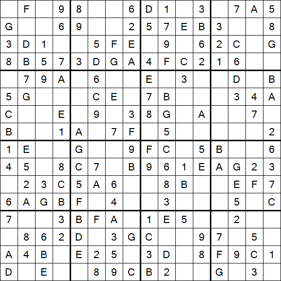 Sudoku 16x16 - Einfach