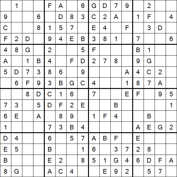 Sudoku 16x16 - Einfach