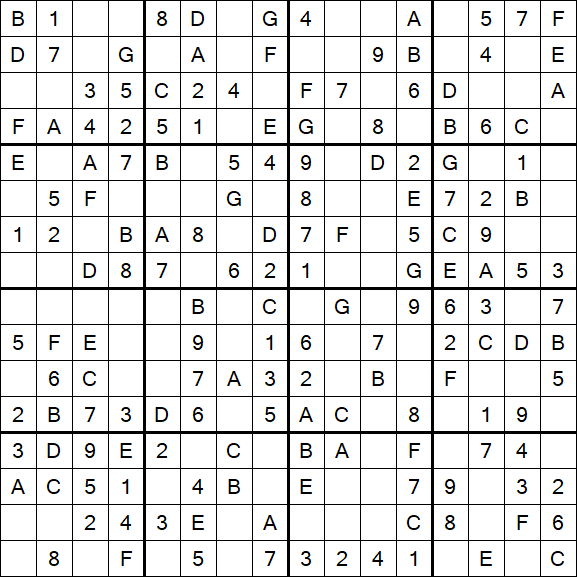 Sudoku 16x16 - Einfach