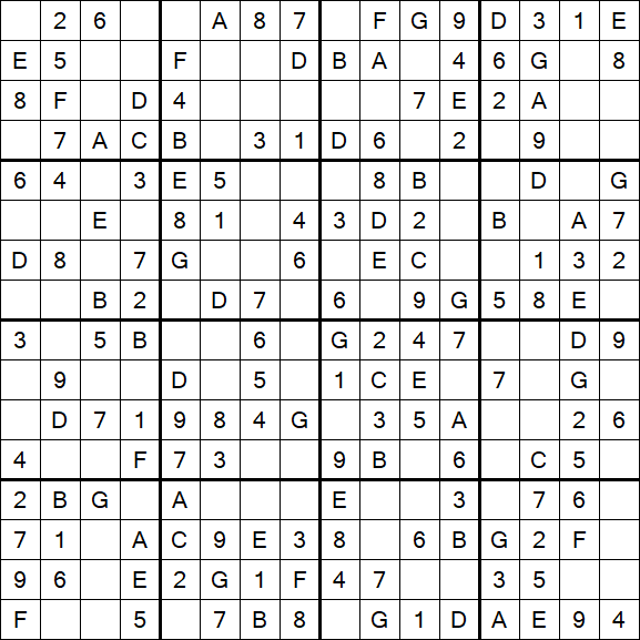 Sudoku 16x16 - Easy