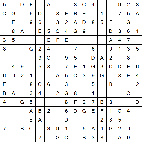 Sudoku 16x16 - Easy