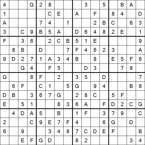 Sudoku 16x16 - Easy