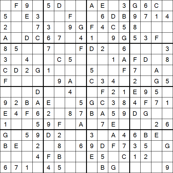 Sudoku 16x16 - Easy