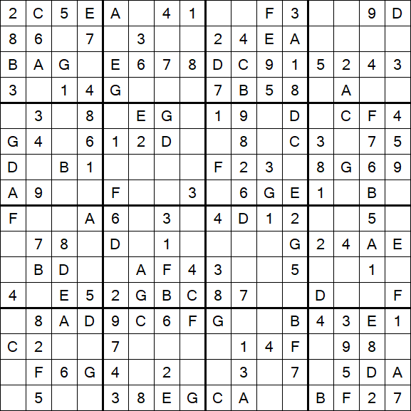 Sudoku 16x16 - Easy