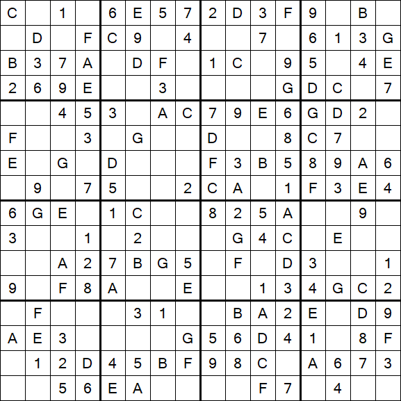 Sudoku 16x16 - Easy