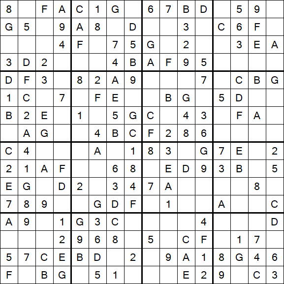 Sudoku 16x16 - Easy