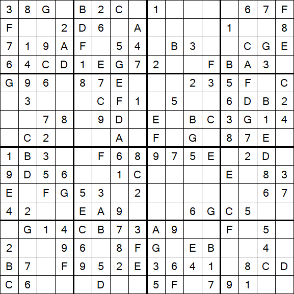 Sudoku 16x16 - Easy