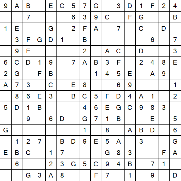 Sudoku 16x16 - Easy