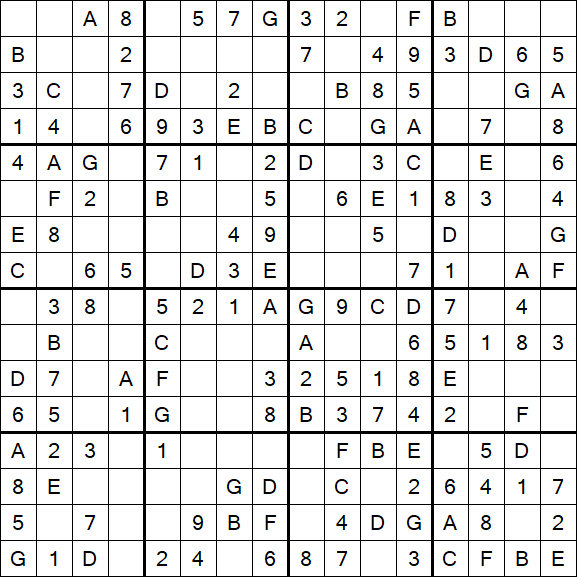 Sudoku 16x16 - Easy