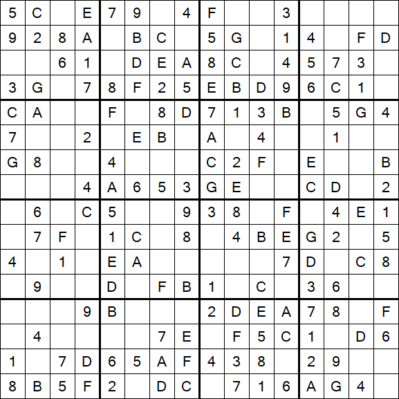 Sudoku 16x16 - Einfach