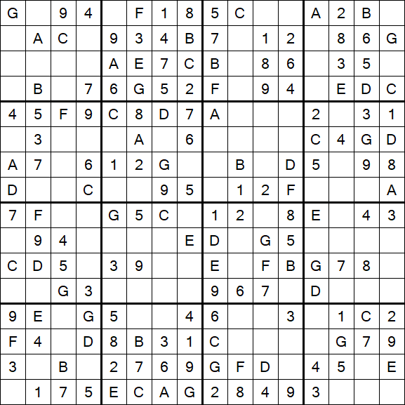 Sudoku 16x16 - Easy