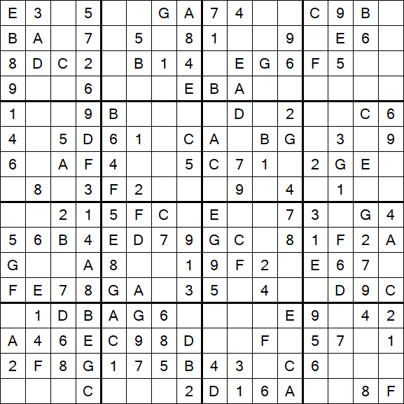 Sudoku 16x16 - Easy