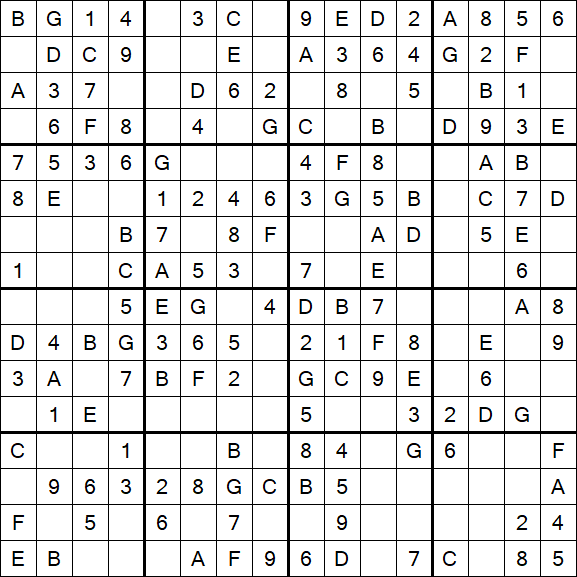 Sudoku 16x16 - Easy