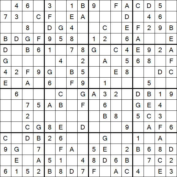 Sudoku 16x16 - Easy