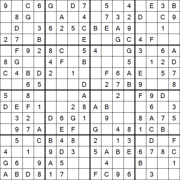 Sudoku 16x16 - Easy