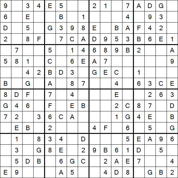Sudoku 16x16 - Easy