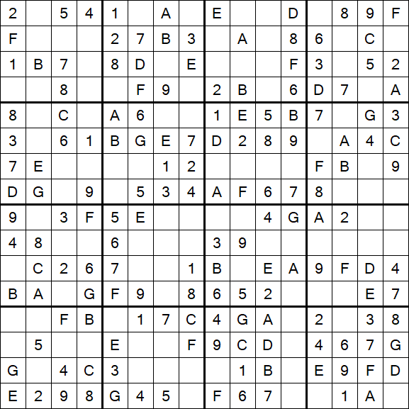 Sudoku 16x16 - Easy
