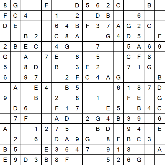 Sudoku 16x16 - Easy