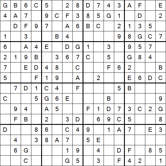 Sudoku 16x16 - Easy