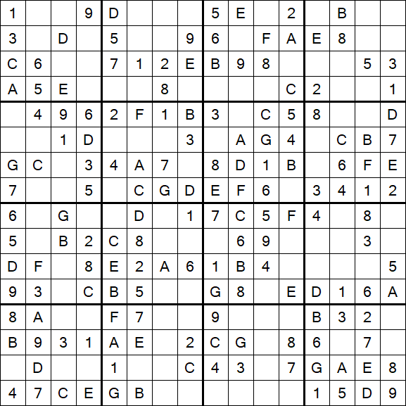 Sudoku 16x16 - Easy