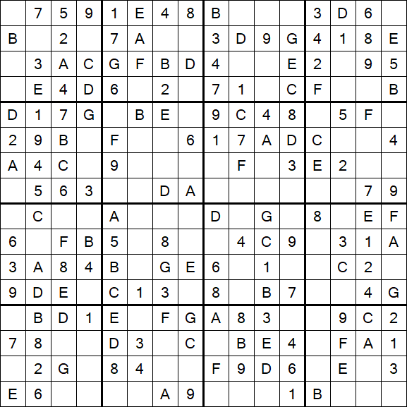 Sudoku 16x16 - Easy