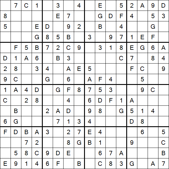 Sudoku 16x16 - Easy