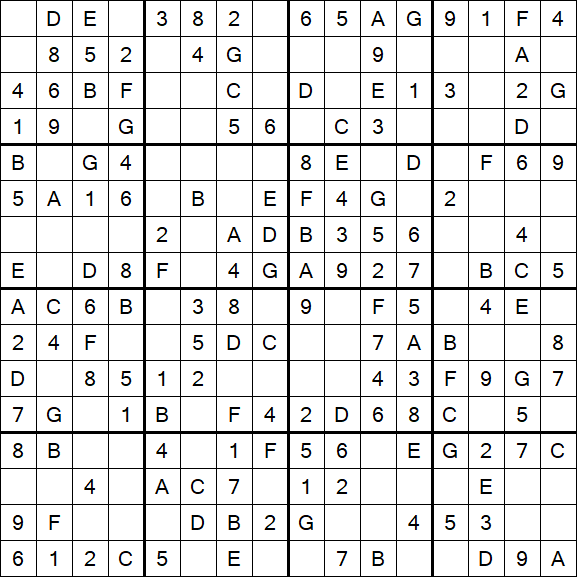 Sudoku 16x16 - Easy