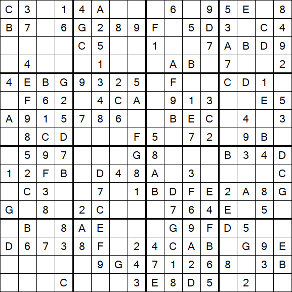 Sudoku 16x16 - Easy