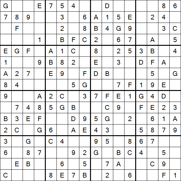 Sudoku 16x16 - Easy