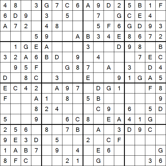 Sudoku 16x16 - Easy