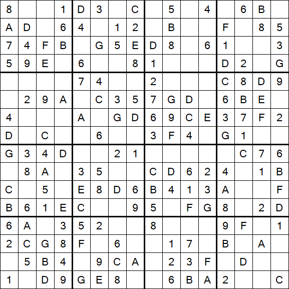 Sudoku 16x16 - Easy
