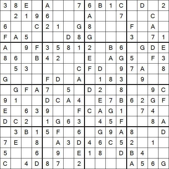 Sudoku 16x16 - Easy