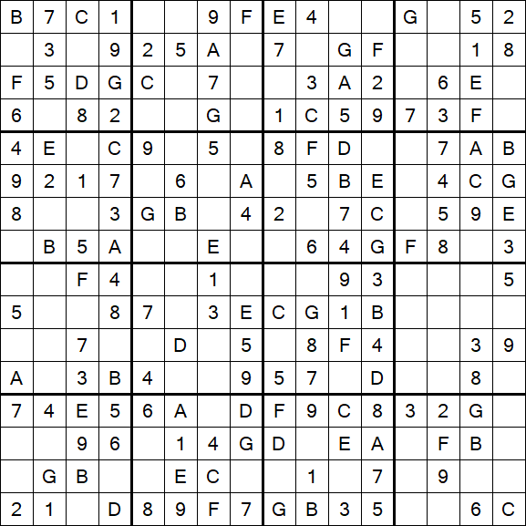 Sudoku 16x16 - Einfach