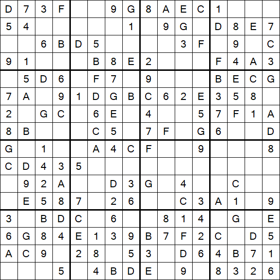 Sudoku 16x16 - Easy