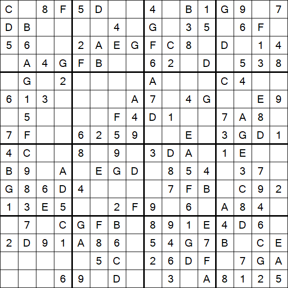 Sudoku 16x16 - Easy