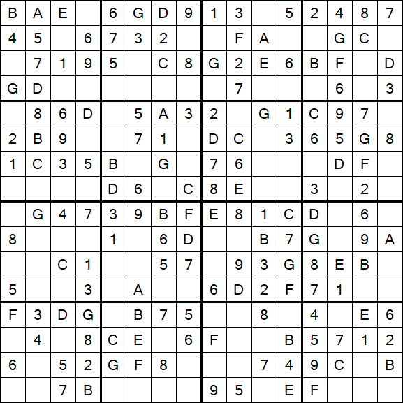 Sudoku 16x16 - Easy